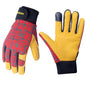 Kids Genuine Leather Work Gloves Age 2-12, Touchscreen, Reflective - color: Red, size: Medium (6-9 Years Old)