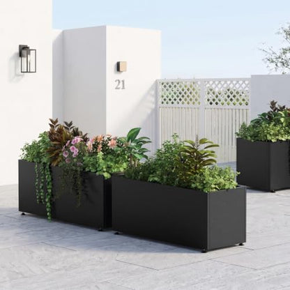 Metal Planter Box Outdoor Rectangular Steel Planter,Easy Assemble 38inBlack