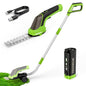 WORKPRO 3-in-1 3.6V Cordless Hedge Trimmer with 37" Wheeled Extension Pole - size: Long Handle Grass Shear