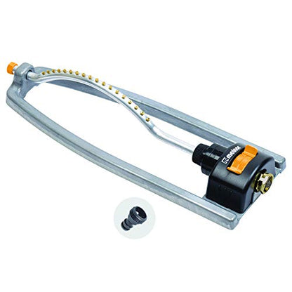 Melnor 65079-AMZ Metal Oscillating Sprinkler with QuickConnectProduct Adapter Watering Set, 3600 sq. ft. Coverage