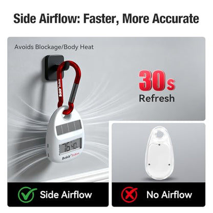 Solar Powered Portable Thermometer Hygrometer with Carabiner