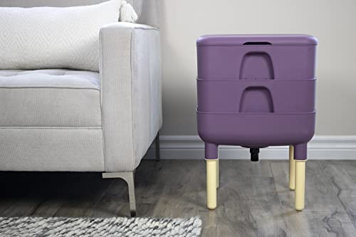 FCMP Outdoor - The Essential Living Composter, 2-Tray Worm Vermicomposter Bin (HF-LC4000v2-PUR) Plum - color: Plum