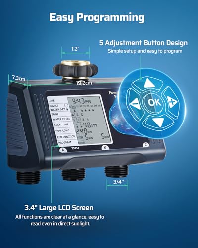 DEWENWILS Sprinkler Timer 3 Zone, with Rain Delay/Manual/AUTO Irrigation - color: 3 Zone