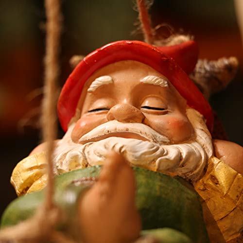 TERESA'S COLLECTIONS Green Garden Gnome Statues for Garden Decor - size: Medium