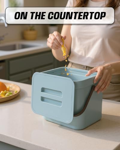 1.8 Gal Hanging Trash Can with Lid, Kitchen Garbage Bin 7L/Blue - color: BLUE, size: 7 L / 1.8 Gal - Lid