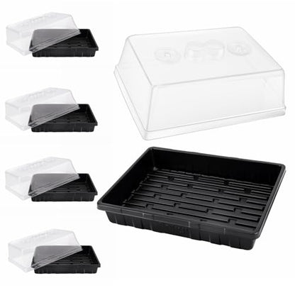 SOLIGT Thick Plastic 5-Set Strong Seed Starter Trays with 5" Humidity Domes - size: 5 Set