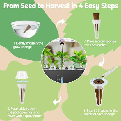 Strawberry Seed pod Kit for Hydroponics Compatible with Aerogarden, Includes Seed, Grow Sponges, Baskets, Domes, A&B Plant Food - Hydroponics Supplies for Most Brands 8-POD - style: Strawberry