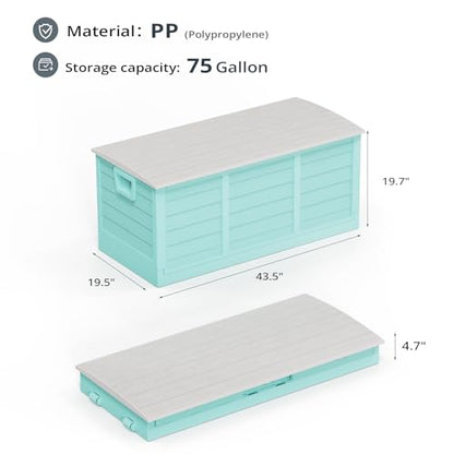 VINGLI 75 Gallon collapsible Outdoor Storage Box - color: Green