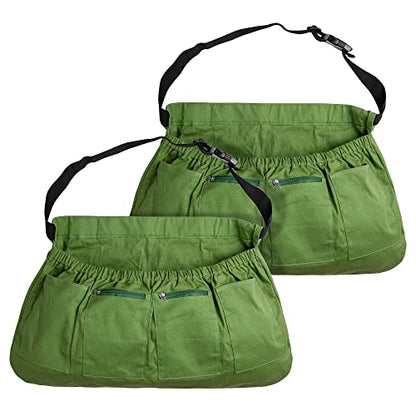 codree Harvest Apron for Garden Vegetable-Adjustable Harvest Picking Apron with 4 Pockets for Gardeners Pick Fruit Weeding - color: Green - 2pcs