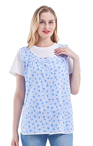 Nanxson Cobbler Aprons for Women with Pockets Smock Apron with Buttons - color: Blue, size: X-Large