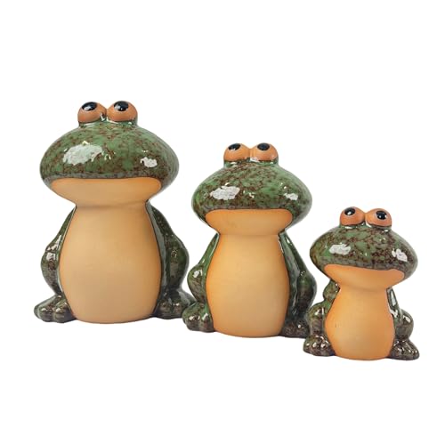 Set of 3 Frog Garden Statues, Outdoor Decorations