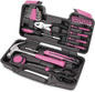 RVOGJP 39-Piece All Purpose Pink Household Tool Kit for Women - Small Tool Set with Toolbox, Great for Home, Garage, Office & College Dorm Use - color: Pink
