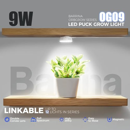 Barrina Orbgrow OG09 Puck Grow Light, 9W 5000K, 1 Pack, White - color: 5000K-White Cover, size: 1 Pack without Timer