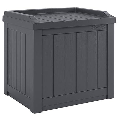 Suncast 2 Pack Small Deck Box Storage w/Bench Seat for Indoor & Outdoor Use, 22 Gal., Cyberspace