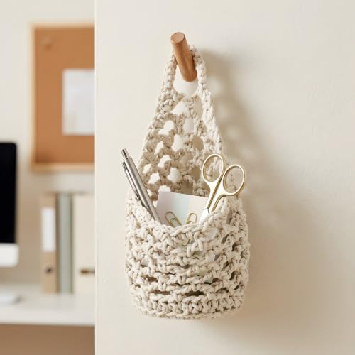 2 Pack 4-inch Macrame Wall Plant Hanger Hanging Planters, Beige - color: Beige, size: 4in