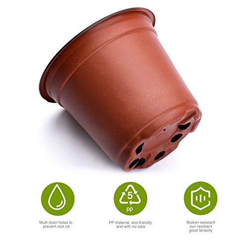Delxo 4 Inch Nursery Pots 100 Pack Plastic Small Seed Starter Pot Red
