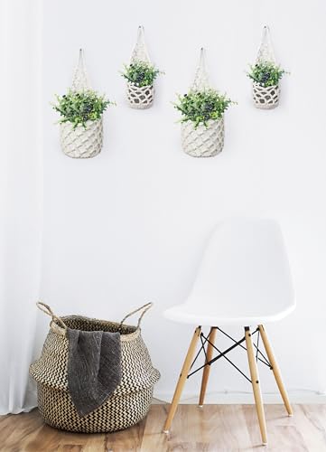 4 Pack Macrame Wall Plant Hanger for 6" & 4 in, Small Hanging Plant Basket - color: Beige X 4pc