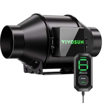 VIVOSUN G4 4" Inline Fan &Cycle Mode Speed Controller, 195 CFM Aerozesh Fan - color: Black Basic, size: 4"