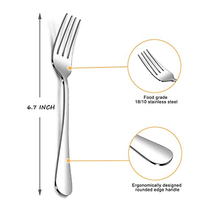 SANTUO Dessert Forks Set - 12-piece Stainless Steel Salad Forks Cream Fork Flatware Set Reusable for Household Use or Camping - Silver 6.7 Inches - size: 6.7Inch(Dessert Fork)-12P