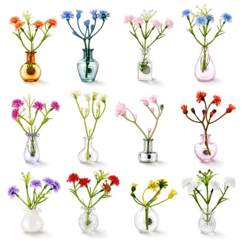 12 Pack Mini Vase Magnets for Fridge Cute Tiny Glass Vase Fridge Magnets Flower Pot Magnet Refrigerator Accessories for Kitchen Office Locker Whiteboard