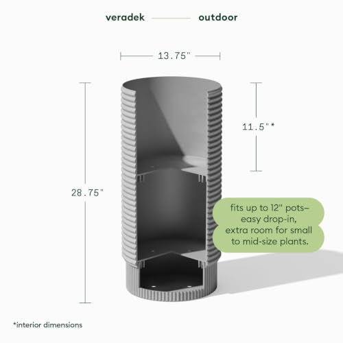 Veradek Mod Series Extra Tall Planter - Tall Outdoor Planter with Shelf - color: Gray, size: 29 inch - 2 Pack