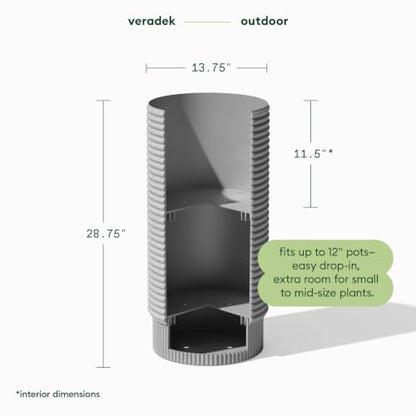Veradek Mod Series Extra Tall Planter - Tall Outdoor Planter with Shelf - color: Gray, size: 29 inch - 2 Pack
