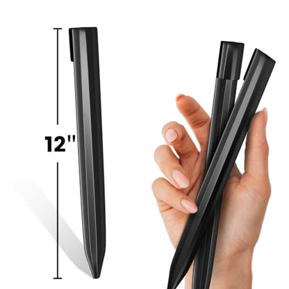 WORTH 13Pcs 12" Metal Landscape Edging Stakes, Black Steel Garden Spikes - color: Black, size: 12 Inch-13Pcs