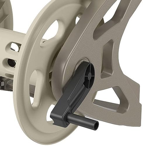 Suncast Handler Plastic Wall-Mounted Outdoor Weatherproof Garden Hose Storage Reel with Storage Tray, Holds 200 Feet of Hose (2 Pack)