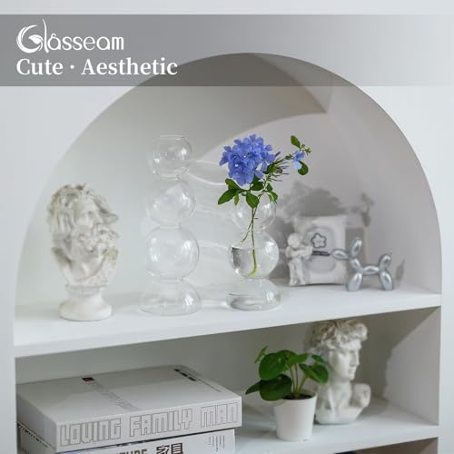 Glasseam Glass Bubble Vase, Clear Ball Bud Vases for Single Stem Flowers - color: Clear, size: Single Vase (3 Balls)