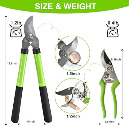 2Pcs Garden Shears Set, High Carbon Steel Pruning Loppers - style: Classic