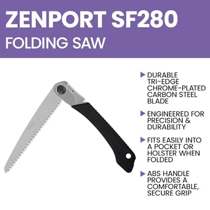 Zenport SF280 Tri-Edge Blade Folding Saw with Steel Handle, 10.5-Inch - size: 10.5-Inch