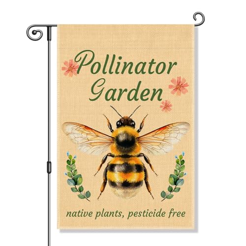 Perfectinsoy Pollinator Garden with Native Plants Pesticide Free Yard Flag - color: Beige69