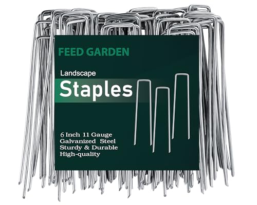FEED GARDEN 6 Inch 25 Pack Galvanized Landscape Staples 11 Gauge Anti-Rust Garden Stakes SOD Pins Yard Stakes - size: 6 Inch