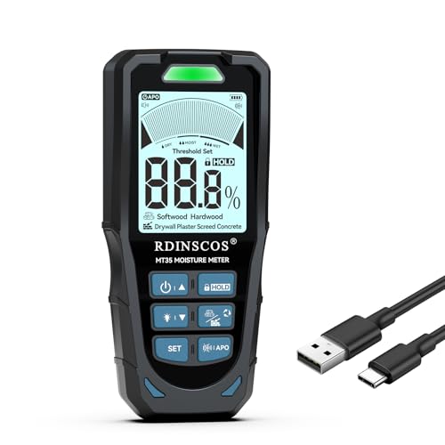 Pinless Moisture Meter for Drywall & Concrete, Black - color: Black
