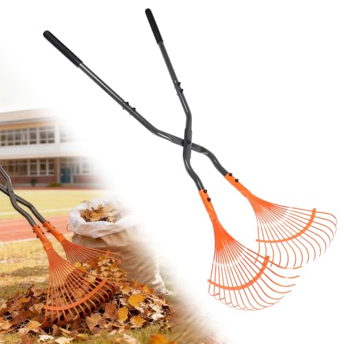 Leaf Garden Floor rake, Heavy Duty Orange Plastic Fan Design, for Lawn, Yard, Garden Beds, Debris and Shrubs