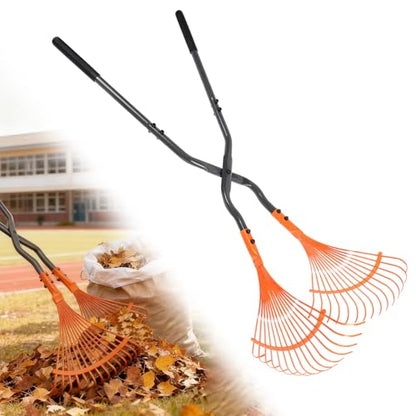 Leaf Garden Floor rake, Heavy Duty Orange Plastic Fan Design, for Lawn, Yard, Garden Beds, Debris and Shrubs