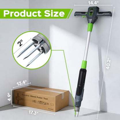 Weed Puller Tool, 21V Powerful Garden Tools Electric Weeding Tool - color: Green