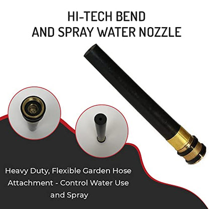 Hi-Tech Bend and Spray Water Nozzle - Heavy Duty, Flexible Garden Hose Attachment - Control Water Use and Spray 1 Unit
