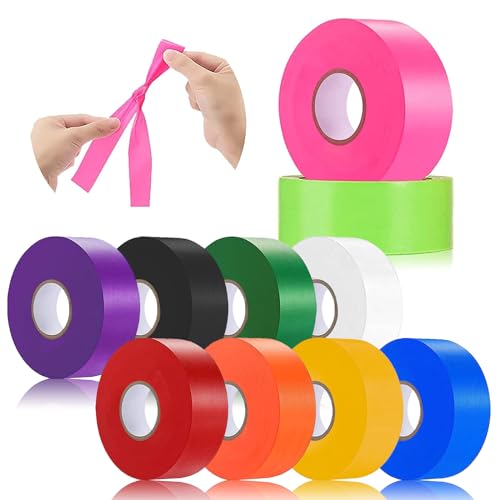 10 Pack Flagging Tape Assorted Colors, Non-Adhesive Marking Tape, 1"*2000' - color: 10pack-Multicolored
