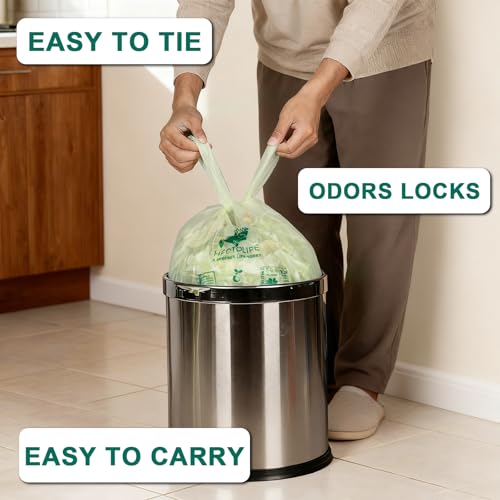 HECTOLIFE 2.6 Gallon 300 Count Compostable Bags Handle Tie - style: 2.6gallon (300count)