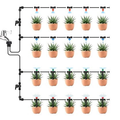Kalolary 30Pcs Push-to-Fit Drip Irrigation Emitters for 1/4" Tubing - size: 1/4” Push-to-Connect Tee- Vortex- 30P Green