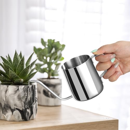 12 oz Small Watering Can Indoor Plants Stainless Steel Mini Watering Can - color: Polished Silver