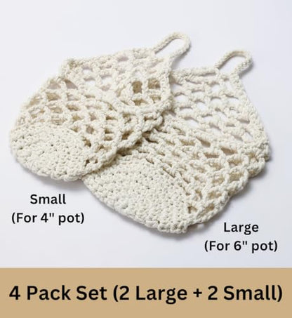 4 Pack Macrame Wall Plant Hanger for 6" & 4 in, Small Hanging Plant Basket - color: Beige X 4pc