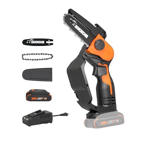 WORX Cordless Mini Chainsaw, 20V 5" Pruning Saw, WG324 - style: 5" 22 ft/s Pruning Saw 2.0Ah Battery