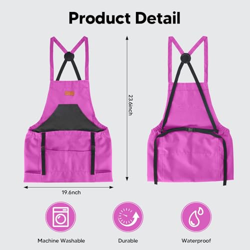 Gardening Apron with Bottom Quick Release Kangaroo Pocket for Women, Men - color: Purple