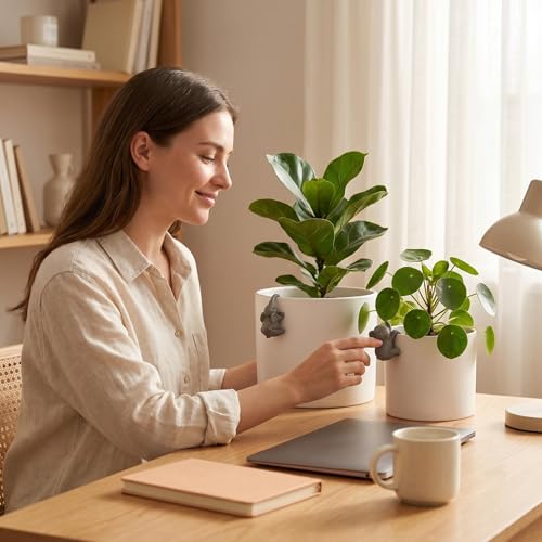 Nihow Plant Pots with Statues/Drainage for Indoor Plants, 5 & 7 Inch,White - color: White E2