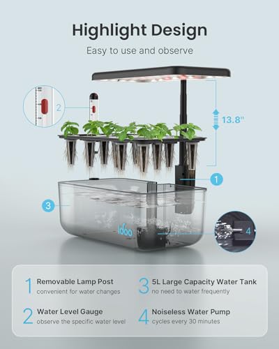 iDOO Hydroponics Growing System with 12 Pods Kit & LED Grow Light