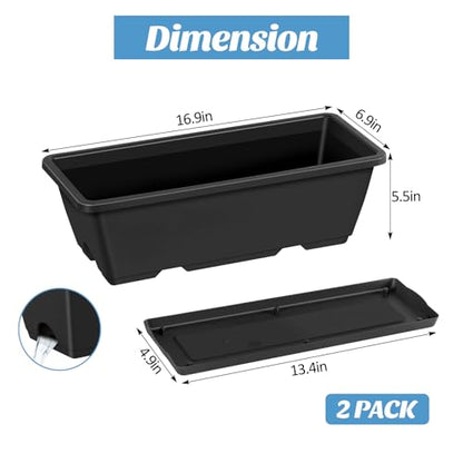 CADUKE Railing Planter Boxes 2 Pack 17 Inch Window Boxes Black - color: Black