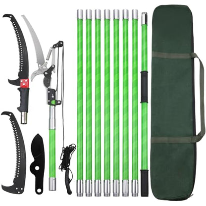 30 Feet Tree Pole Pruner Manual Branches Trimmer Tree Branch Garden Tools Loppers Hand Pole Saws Extendable Height Adustable System for Sawing and Shearing - size: 30FT