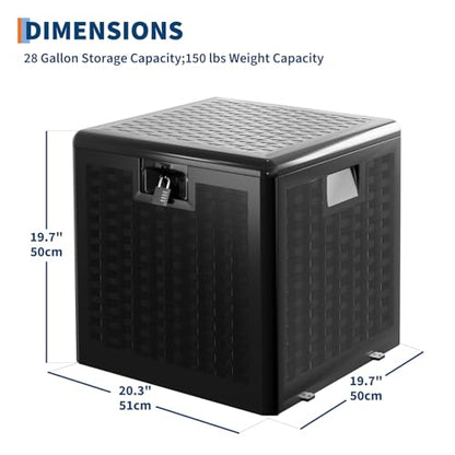 IDEALHOUSE 28 Gal Waterproof Blow Molded Resin Deck Box, Black - color: Black, size: 28 Gallon
